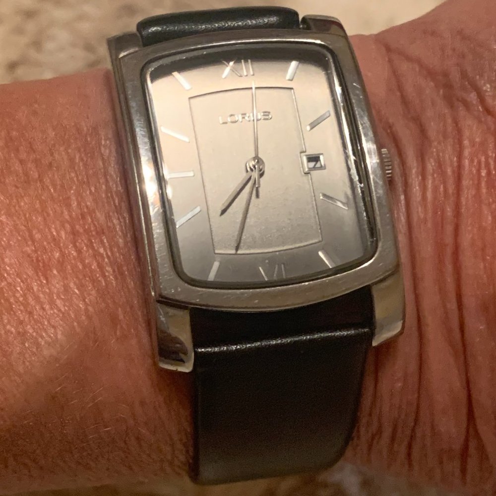 Ladies Stainless Steel Black Leather Lorus Watch